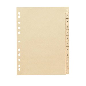 Ordnerregister Vollformat 1-12 chamois 12-teilig, 10 Satz