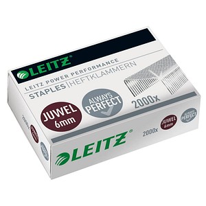 LEITZ Heftklammern JUWEL, verzinkt, 6 mm Heftleistung: 30 Blatt, für Heftzange 