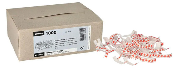 STARPAK Verschluss-Clips, Länge: 33 mm, rot/weiß