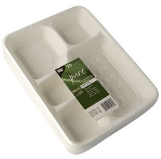 PAPSTAR Zuckerrohr-Menü-Tray "pure", 5-geteilt, weiß