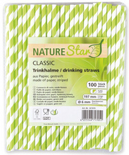 NATURE Star Papiertrinkhalme Classic, 197 mm, grün/weiß