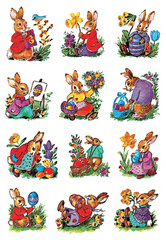 HERMA Oster-Sticker DECOR "Hasen nostalgisch