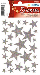 HERMA Weihnachts-Sticker MAGIC "Sterne silber", glittery