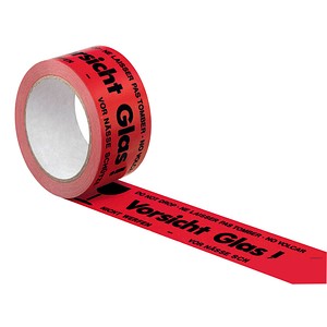 SUPRA Warnklebeband Vorsicht Glas! rot/schwarz 50,0 mm x 66,0 m 1 Rolle