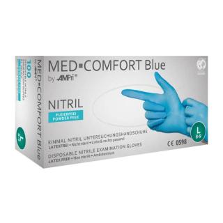 Einweghandschuhe Nitril puderfrei, blau, "MED COMFORT BLUE", 100 Stück/Box | Größe M  Untersuchungshandschuhe, unsteril, 240 mm lang AQL 1.5