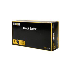 Einweghandschuhe Latex, puderfrei, "THOR Black Latex", schwarz | Größe L AQL 1,5, puderfrei, CE- Kennzeichen, PSA-Kat. III