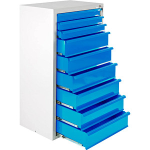 ADB MAMMUT Schubladenschrank lichtgrau, lichtblau 9 Schubladen 70,0 x 43,5 x 120,0 cm