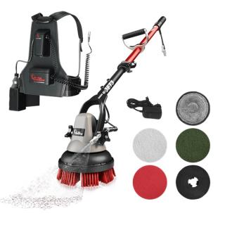 Rucksack-Bodenscheuermaschine "MotorScrubber MSJET3" mit Lösungsmittel-Sprühfunktion | Set inklusive Akku-Rucksack mit Ladegerät, Bürste, verschiedener Pads und 1-Liter-Lösungsbehälter Seriennummer Gerät: _________________________________ + Seriennummer des Akkus: _________________________________