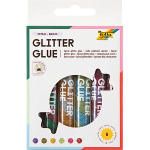 6 folia Glitter Glue SPIRAL BASIC Klebestifte 6 x 10,5 ml