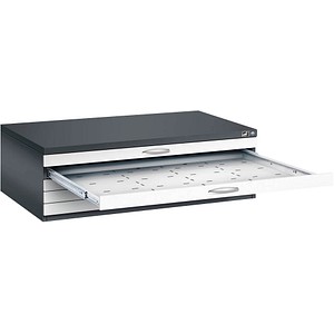 CP 7200 Planschrank schwarzgrau, verkehrsweiß 5 Schubladen 135,0 x 96,0 x 42,0 cm