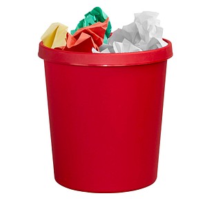 HELIT Papierkorb, 18 Liter, PE, rund, rot umlaufender Griffrand, oberer Durchme