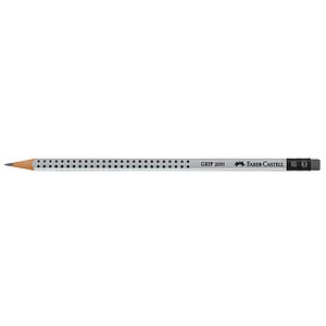 FABER-CASTELL GRIP 2001 Bleistifte HB silber mit Radierer 12 St.