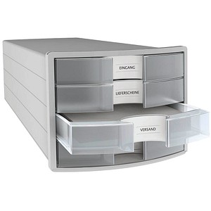HAN Schubladenbox Impuls  transparent DIN C4 mit 4 Schubladen