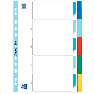 Oxford Kunststoff-Register, blanko, farbige Taben, 5-teilig
