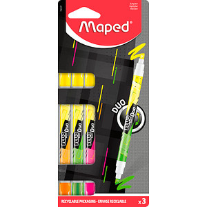 Maped Textmarker FLUO'PEPS PEN DUO, 3er Kartonblister