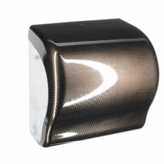 Rollenhandtuchspender "Unique LUX CUT Exklusive" manueller Papiertransport | carbon hochglanz mit Autocutsystem (ohne Restrollenfunktion), abschließbar, passend für Papier-Rollenhandtücher ||10050||
