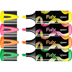 Maped Textmarker FLEX, flexible Spitze, 4er Kartonetui