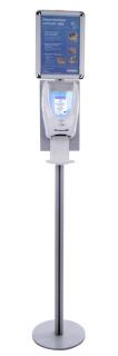 Mobile Desinfektionsstation, berührungsloser Desinfektionsspender, Sensor gesteuert mit Funktionsanzeigebestehend aus (Stückliste): - 1 x Automatischer & Berührungsloser Spender (Artikel 70485)- 1 x Auffangschale/Tropfschale (Artikel 70487)- 1 x Informationstafel (36624)- 1 x Aluminium Ständer (Ständerprofil 70484, Bodenplatte 70294, Montageplatte 70295)(Desinfektionsmittel wird gesondert gebucht)