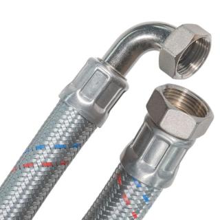 Zubehör/Ersatzteil: SFX® Panzerschlauch mit 90° Bogen, Edelstahl Flexschlauch, DN19 - 3/4"ÜM x 3/4"ÜM  | 150 cm 
