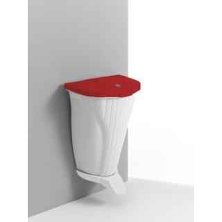 Wall-UP 50 Liter Wandabfalleimer weiß, mit weißem Pedal | mit rotem Deckel 