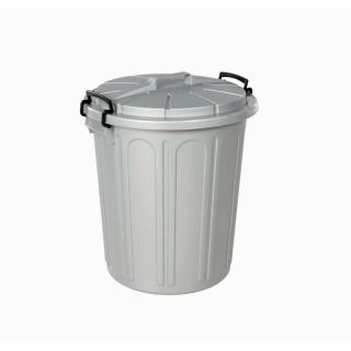 Abfallbehälter, Universalbehälter 23 Liter, mit Deckel und Bügelverschlüssen | silber Uni-Tonne