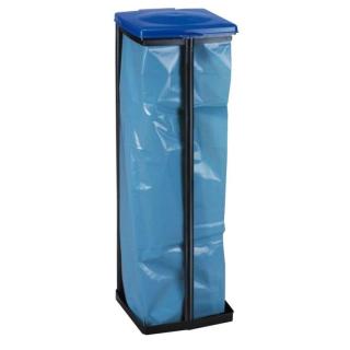 Müllsackhalter "Quadra" | 120L Ständer schwarz, Deckel blau, ohne Müllsack