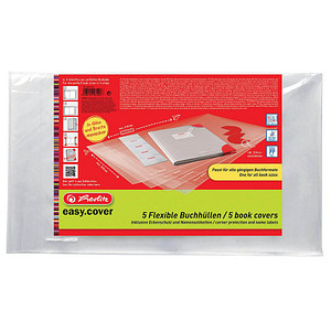 HERLITZ Buchhülle 5St inkl. Etiketten/Schutzkleber 540*335 Faltschachtel