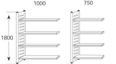 kerkmann Regalfeld "M2", 4 Böden, (B)750 x (H)1.800 mm