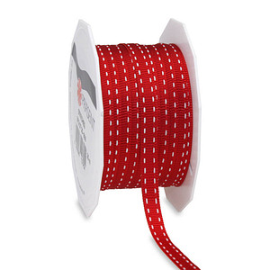 PRÄSENT Geschenkband Stitches seidenmatt rot 7,0 mm x 20,0 m