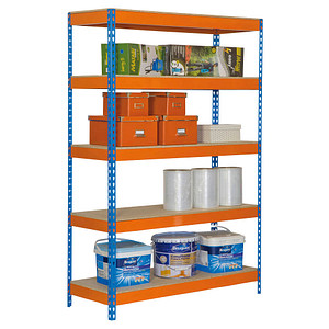 Simon Rack Schwerlastregal KIT BRICOFORTE 1204-5 CHIPBOARD 458100040201245 orange, blau 120,0 x 45,0 x 200,0 cm