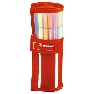 STABILO Fasermaler Pen 68, 30er Rollerset "Streifen" Nylonetui in rot/weiß