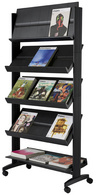 Prospektständer Mobile schwarz, 167,5x85,5x38,5cm, Metallstruktur