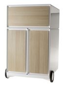 PAPERFLOW Rollcontainer easyBox, 1 Schub, weiß / buche