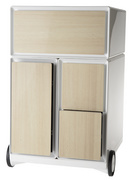 PAPERFLOW Rollcontainer "easyBox", 1 Schub, weiß / buche Polystyrol, Sichtblend