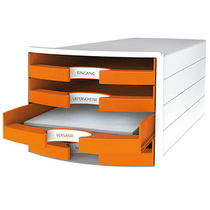 HAN Schubladenbox IMPULS 2.0, 4 offene Schübe, weiß/orange