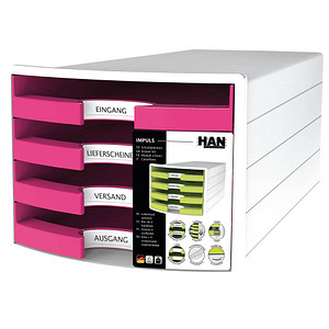 HAN Schubladenbox IMPULS 2.0, 4 offene Schübe, weiß/pink