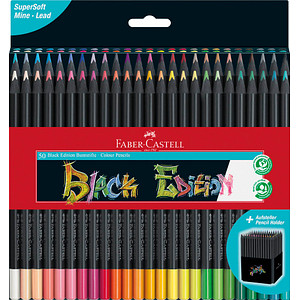 FABER-CASTELL Dreikant-Buntstifte Black Edition, 50er Etui