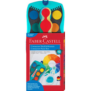 Faber Castell Farbkasten Connector, 12 Deckfarben, türkis