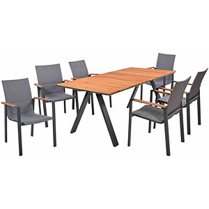 Garden Pleasure Sitzgruppe Davina grau / anthrazit Kunststoff, Metall, 7-teilig