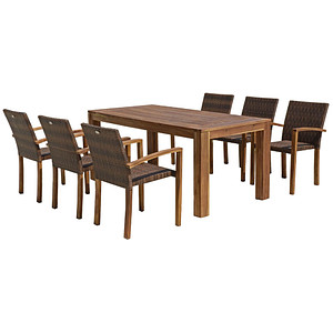 Garden Pleasure Sitzgruppe Topeka / coffee Kunststoff, Holz, 7-teilig