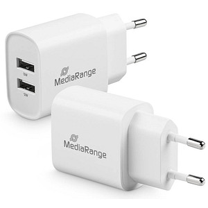 MediaRange 12W 2x USB A Ladeadapter weiß, 12 Watt