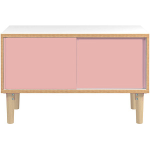 BISLEY Sideboard Poise POS1007W620 verkehrsweiß, rosa 2 Fachböden 100,0 x 45,0 x 62,1 cm
