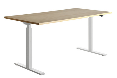 Topstar E-Table höhenverstellbarer Schreibtisch ahorn rechteckig T-Fuß-Gestell weiß 180,0 x 80,0 cm