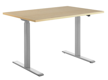 Topstar E-Table höhenverstellbarer Schreibtisch ahorn rechteckig T-Fuß-Gestell grau 160,0 x 80,0 cm