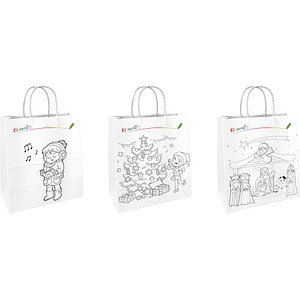 3 TSI Geschenktaschen Weihnachten Ausmaltüten Motiv sortiert 18,0 x 23,0 cm