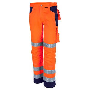 QUALITEX® unisex Warnschutzhose orange, marine Größe 50