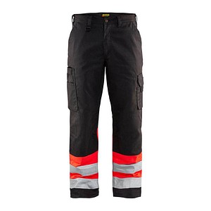 BLAKLÄDER® unisex Warnschutzhose 1564 schwarz, leuchtrot Größe 44