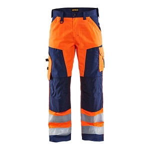 BLAKLÄDER® Herren Warnschutzhose 1566 orange, marine Größe 32