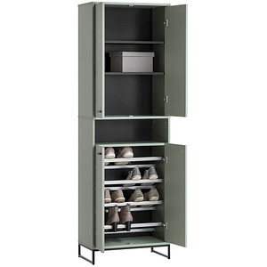 MÖBELPARTNER Janne Schuhschrank pastellgrün 2 Fachböden 60,2 x 33,1 x 185,5 cm
