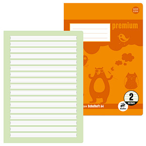 Staufen® Schulheft Premium Lineatur 2 (2. Schuljahr) liniert DIN A4 ohne Rand, 16 Blatt